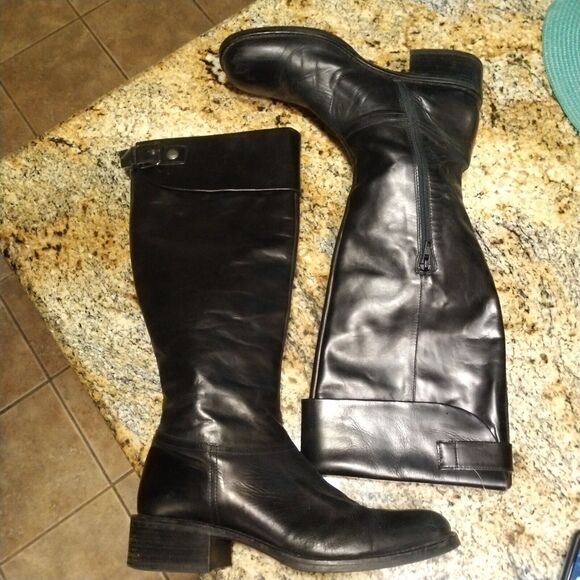 Jones Bootmaker Black Equestrian Riding Knee Booties Spain 9.5 Leather Heels Zip - Picture 9 of 12